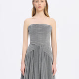 Strapless Collar Silvery Long Evening Dress - 9167C