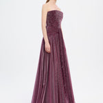 Strapless Collar Silvery Long Evening Dress - 9167C