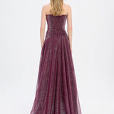Strapless Collar Silvery Long Evening Dress - 9167C