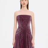 Strapless Collar Silvery Long Evening Dress - 9167C