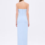 Strapless Collar Slit Satin Long Evening Dress - 9281C