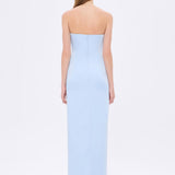 Strapless Collar Slit Satin Long Evening Dress - 9281C