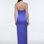 Strapless Collar Slit Satin Long Evening Dress - 9281C