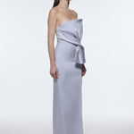 Strapless Collar Slit Satin Long Evening Dress - 9281C