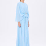Stone Embroidery Detailed Long Sleeve Chiffon Evening Dress - 9118C