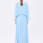 Stone Embroidery Detailed Long Sleeve Chiffon Evening Dress - 9118C