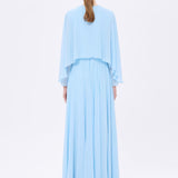 Stone Embroidery Detailed Long Sleeve Chiffon Evening Dress - 9118C