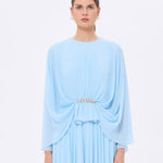 Stone Embroidery Detailed Long Sleeve Chiffon Evening Dress - 9118C