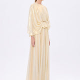 Stone Embroidery Detailed Long Sleeve Chiffon Evening Dress - 9118C