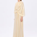 Stone Embroidery Detailed Long Sleeve Chiffon Evening Dress - 9118C