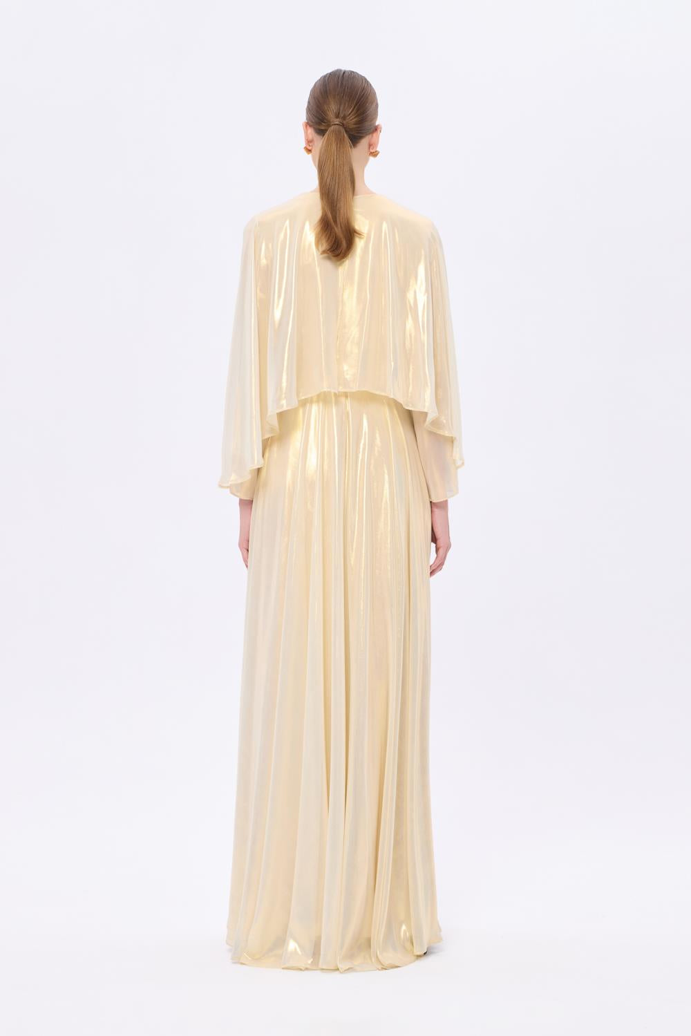 Stone Embroidery Detailed Long Sleeve Chiffon Evening Dress - 9118C