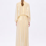 Stone Embroidery Detailed Long Sleeve Chiffon Evening Dress - 9118C