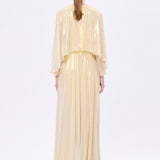 Stone Embroidery Detailed Long Sleeve Chiffon Evening Dress - 9118C