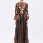 Stone Embroidery Detailed Long Sleeve Chiffon Evening Dress - 9118C