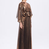 Stone Embroidery Detailed Long Sleeve Chiffon Evening Dress - 9118C
