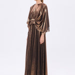 Stone Embroidery Detailed Long Sleeve Chiffon Evening Dress - 9118C
