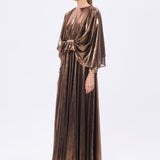 Stone Embroidery Detailed Long Sleeve Chiffon Evening Dress - 9118C