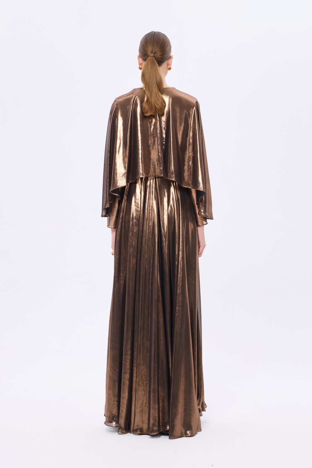 Stone Embroidery Detailed Long Sleeve Chiffon Evening Dress - 9118C