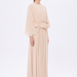Stone Embroidery Detailed Long Sleeve Chiffon Evening Dress - 9118C