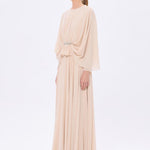 Stone Embroidery Detailed Long Sleeve Chiffon Evening Dress - 9118C