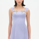 Long Evening Dress with Stone Embellishment and Square Neck - 26103C