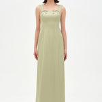 Long Evening Dress with Stone Embellishment and Square Neck - 26103C