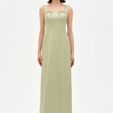 Long Evening Dress with Stone Embellishment and Square Neck - 26103C