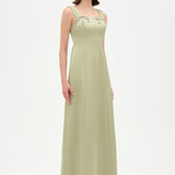 Long Evening Dress with Stone Embellishment and Square Neck - 26103C
