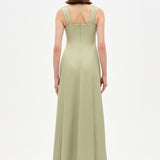 Long Evening Dress with Stone Embellishment and Square Neck - 26103C