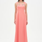 Long Evening Dress with Stone Embellishment and Square Neck - 26103C
