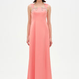 Long Evening Dress with Stone Embellishment and Square Neck - 26103C