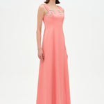 Long Evening Dress with Stone Embellishment and Square Neck - 26103C