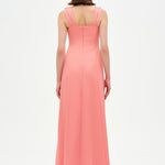 Long Evening Dress with Stone Embellishment and Square Neck - 26103C