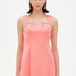 Long Evening Dress with Stone Embellishment and Square Neck - 26103C
