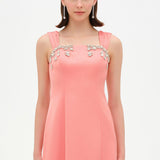 Long Evening Dress with Stone Embellishment and Square Neck - 26103C