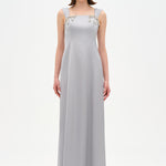 Long Evening Dress with Stone Embellishment and Square Neck - 26103C