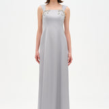 Long Evening Dress with Stone Embellishment and Square Neck - 26103C