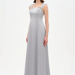 Long Evening Dress with Stone Embellishment and Square Neck - 26103C