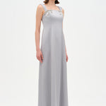 Long Evening Dress with Stone Embellishment and Square Neck - 26103C