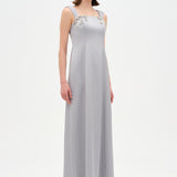 Long Evening Dress with Stone Embellishment and Square Neck - 26103C