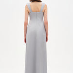 Long Evening Dress with Stone Embellishment and Square Neck - 26103C