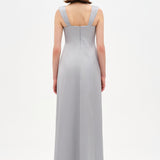 Long Evening Dress with Stone Embellishment and Square Neck - 26103C