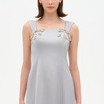 Long Evening Dress with Stone Embellishment and Square Neck - 26103C