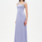 Long Evening Dress with Stone Embellishment and Square Neck - 26103C