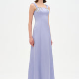 Long Evening Dress with Stone Embellishment and Square Neck - 26103C