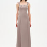 Long Evening Dress with Stone Embellishment and Square Neck - 26103C