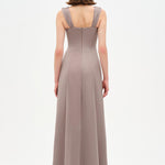 Long Evening Dress with Stone Embellishment and Square Neck - 26103C