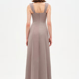 Long Evening Dress with Stone Embellishment and Square Neck - 26103C