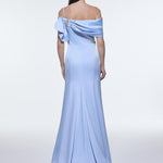 Long Evening Dress with Stone Embroidered Belt Detail - 9294C