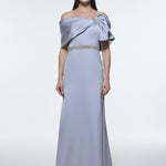 Long Evening Dress with Stone Embroidered Belt Detail - 9294C